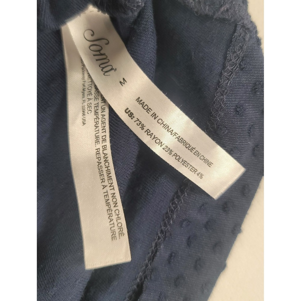 Soma Navy Blue Textured Pajama Set Medium Soft Lounge Sleepwear Pockets - Picture 9 of 9
